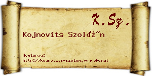 Kojnovits Szolón névjegykártya